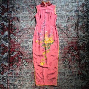Vintage Painted Cheongsam Dress (Size XS)
